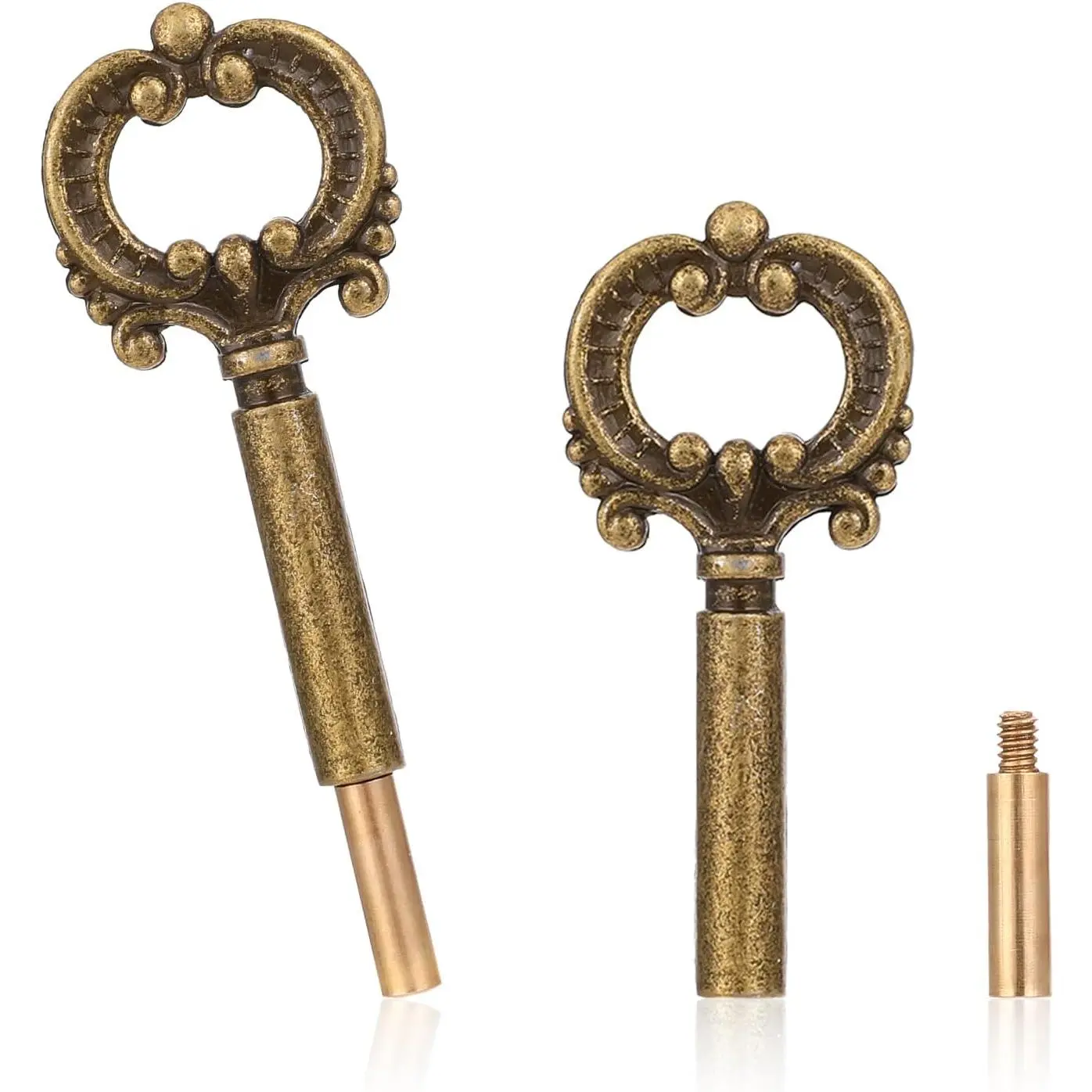 4 Pack Antique Brass Lamp Turn Knob   with 1/2" Extensions -  Metal Socket  for Floor & Table Lamps