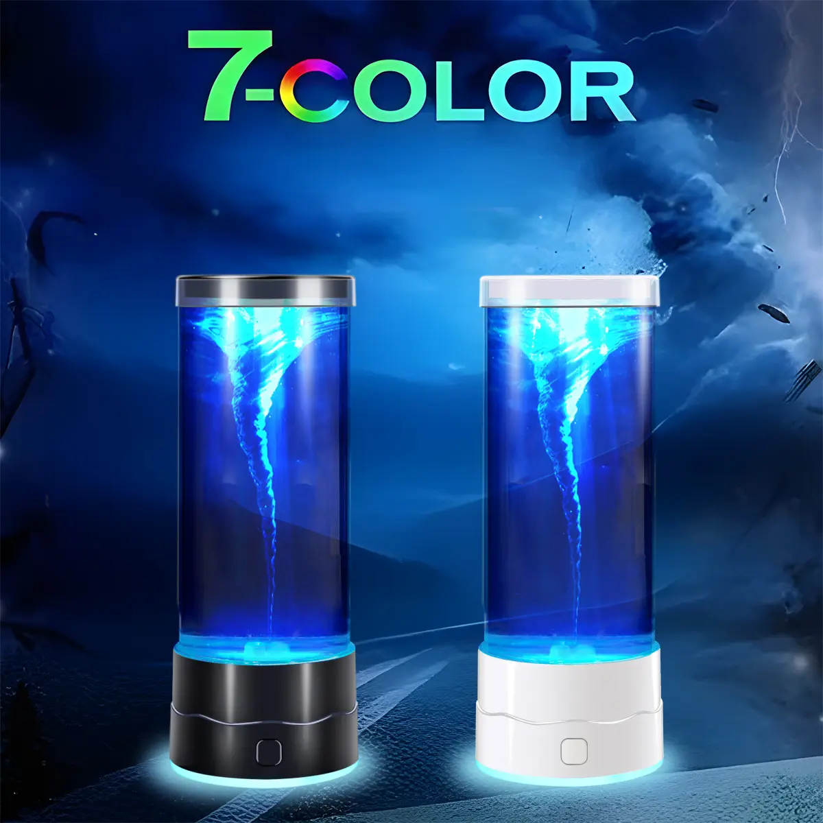 LED Jellyfish & Tornado Vortex Desk Lamp, Mesmerizing Dynamic Ambient Mood Light, Creative Decorative Table Night Light for Bedroom Desktop & Aesthetic Room Decor