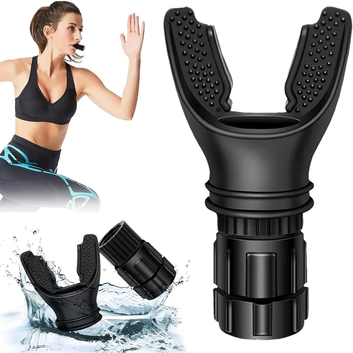 Unisex Compact Silicone Lung Breathing Trainer (3.94x2.36x1.25"), Portable Breathwork Exercise Device with Adjustable Resistance, Easy to Clean & Use for Boosting Breathing Capacity & Endurance, Rotary Valve, Easy To Clean And Use, Enhance Breathing Endur