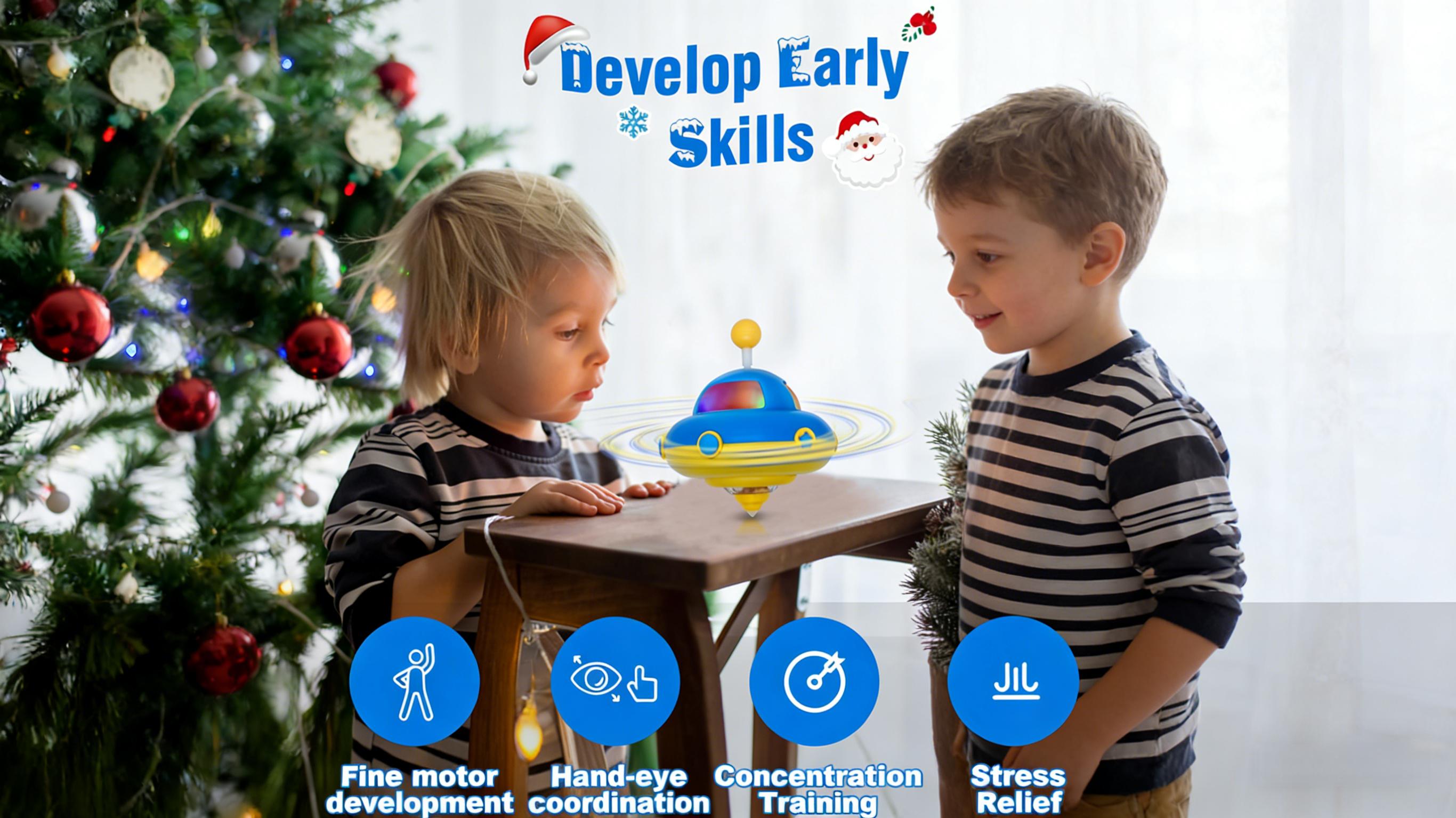 Luminous rotating gyro,Light Up Spining Top Toy with Flashing Lights, Learning and Sensory Toys for Toddlers, Fidget Toys for Adult and Kids, Birthday Party Favors Toys for 3 4 5 6 7 8 9 10 Year Old Boys Girls