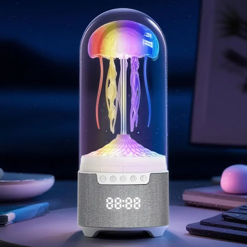 Jellyfish Speaker, Simulates Jellyfish Movement, 7 Color Cycling LED Lights, Wireless, TF/Type-C Rechargeable, Ideal for Sleep, Relax, Creative Gifts