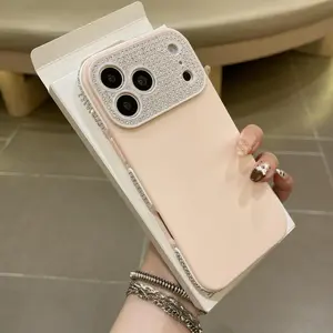 Compatible with iPhone 17 Pro Max/16 Pro/15/14/13 | Full Rhinestone Camera Frame Full Wrap Shockproof Phone Case HNZ0229