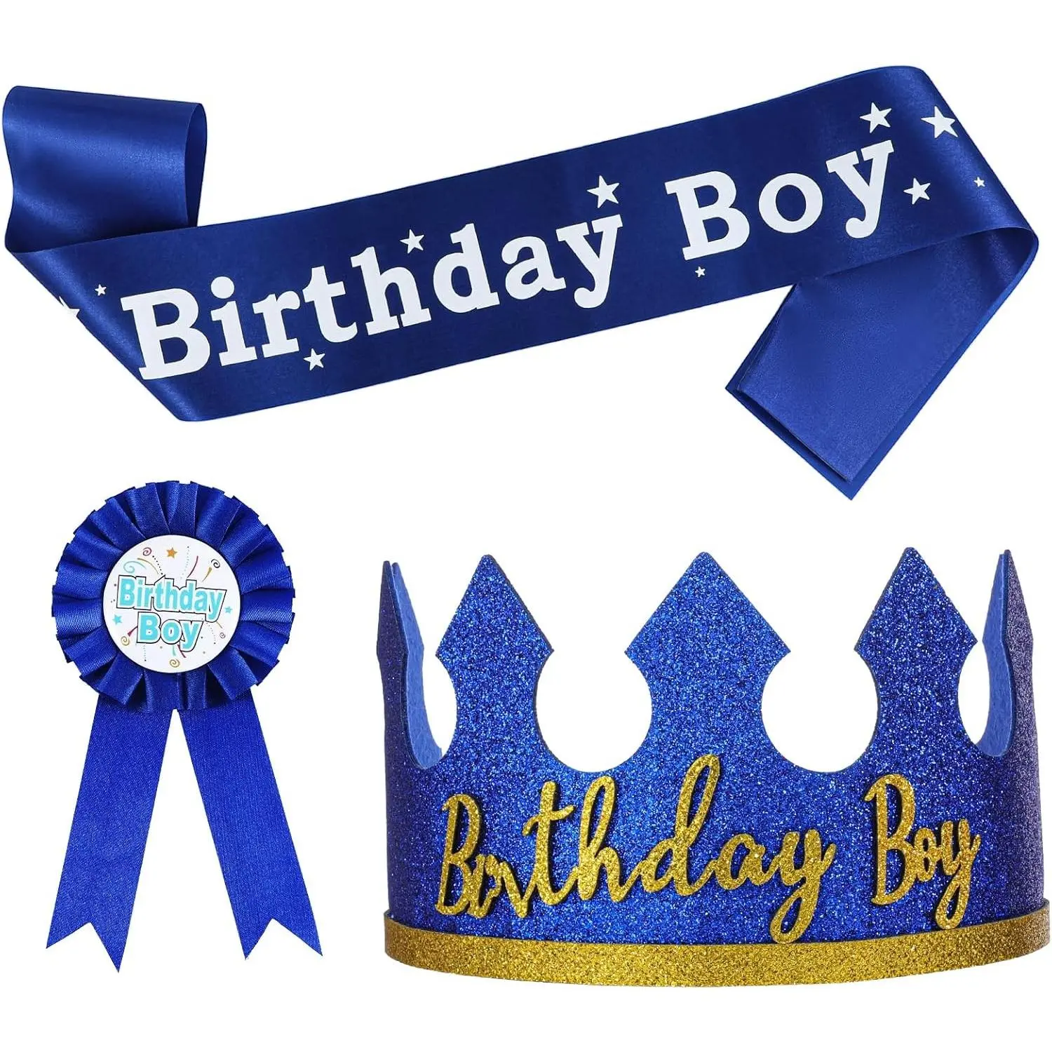 Birthday Boy Crown Party Set - King Hat, Dress-Up Accessories for Birthday Party Decorations