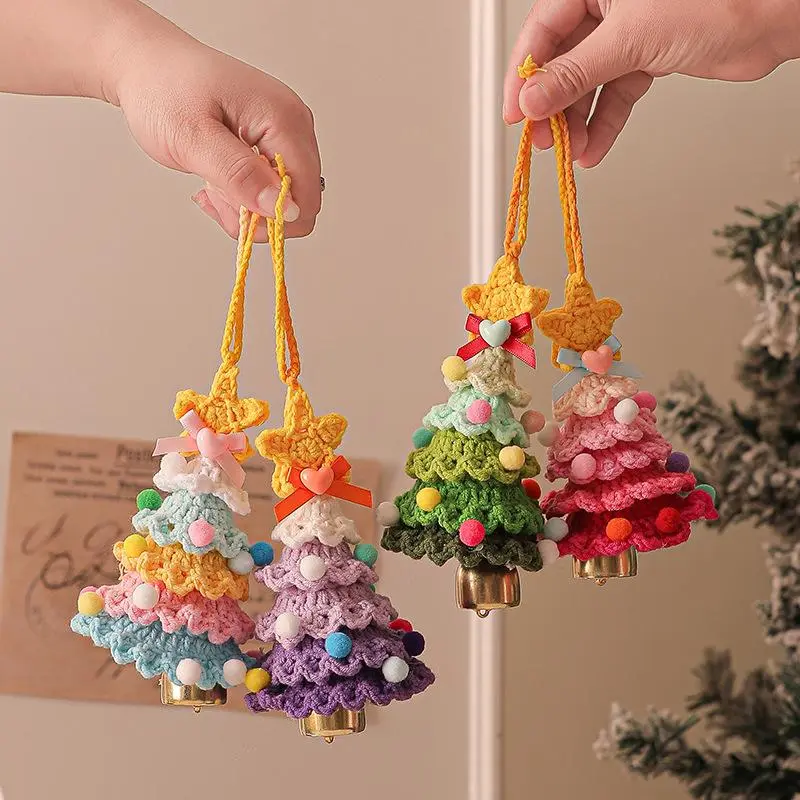 Handmade Crochet Plush Christmas Tree Ornament – Cute Mini Knitted Holiday Hanging Charm, Festive Car & Home Decor, Unique Gift for Friends & Family