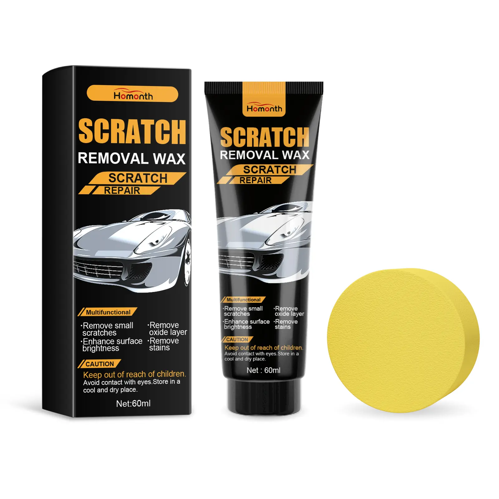 60ml Car Paint Polishing Gel Cream - Multi-Use Refining Care Kit with Applicator Sponge for Vehicle Light Scratch Fix & Surface Refinishing