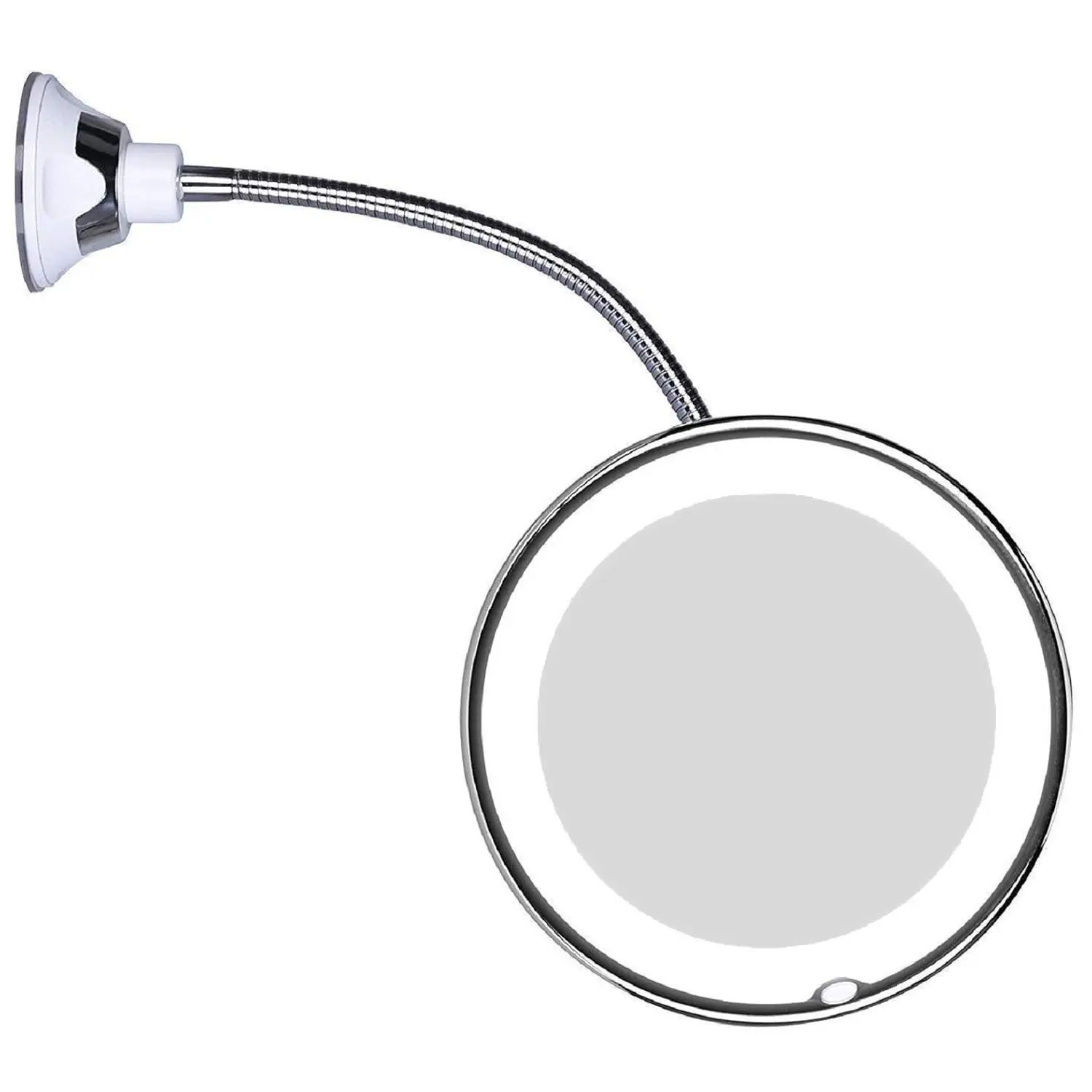 Flexible Gooseneck LED Lighted 10X Magnifying Makeup Mirror with Power Locking Suction Cup and 360 Degree Swivel, Portable Cordless Travel and Home Bathroom Vanity Mirror