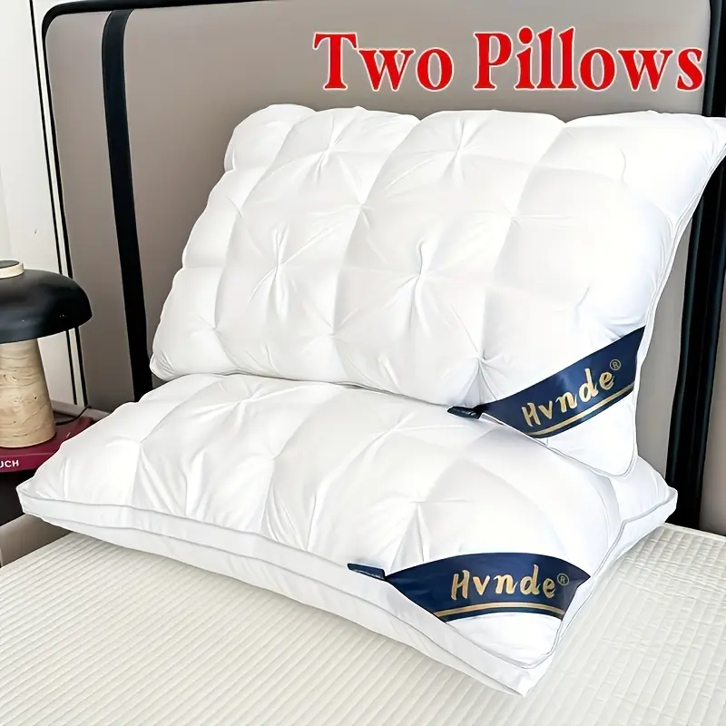 2pcs Luxury 5-Star Hotel Quality Pillows, Deep Sleep Neck Support, Non-Collapse High Pillow Core for All Seasons, Hypoallergenic Polyester Cover, Modern Pillow Design | Soft Texture Finish, Pillows for Sleeping, Cooling Pillows, Neck Pillow, Gift