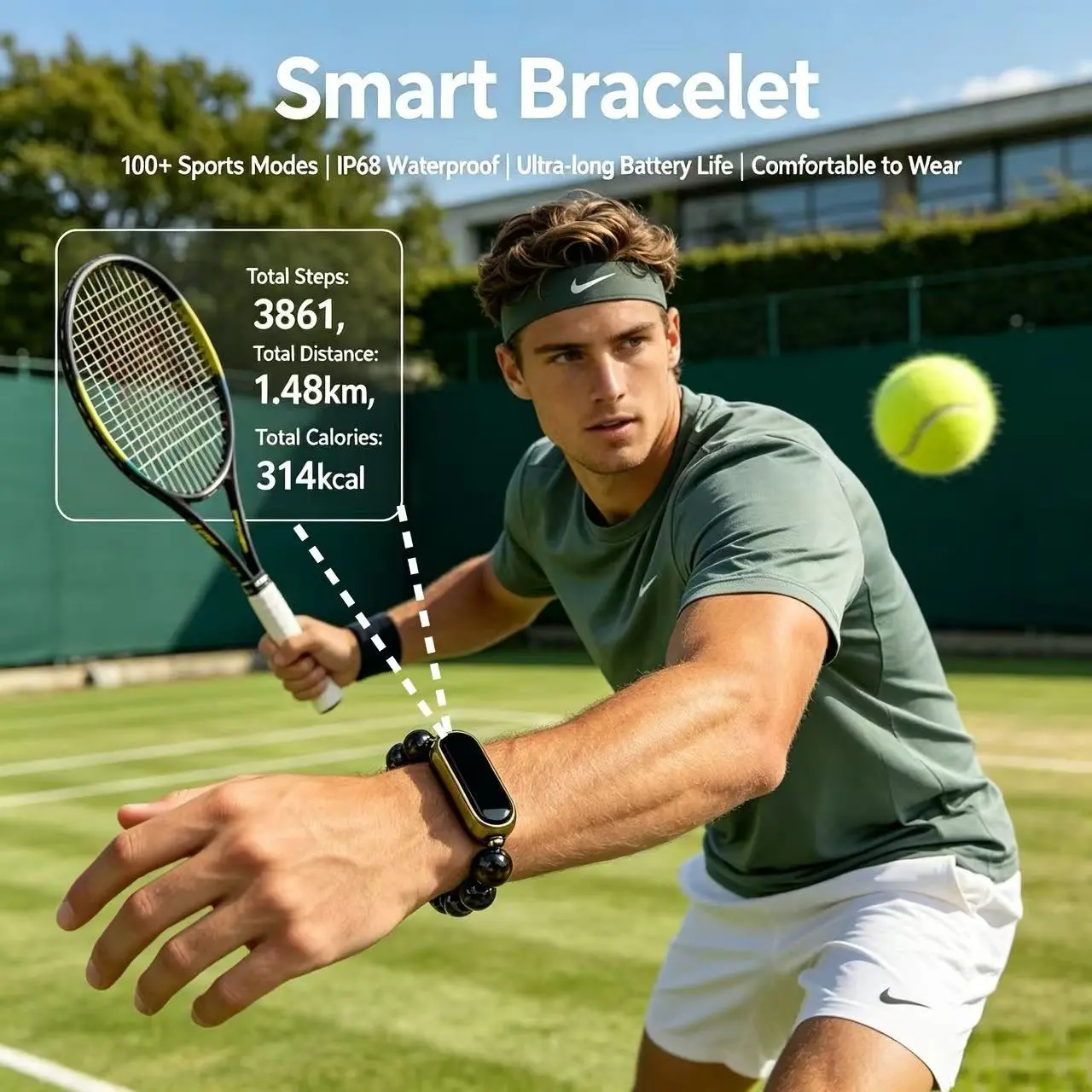 Luxury Crystal Smart Bracelet, Full-Day Body Data Tracking, 100+ Sports Modes, Waterproof, Long Battery Life, Ideal Gift, Smart Watch Band