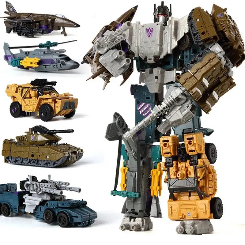 Haizhixing 5 IN 1 Transformation Robot Car Toys Anime Devastator Aircraft Tank Model KO Boys Truck Collection Kid Adult Gift
