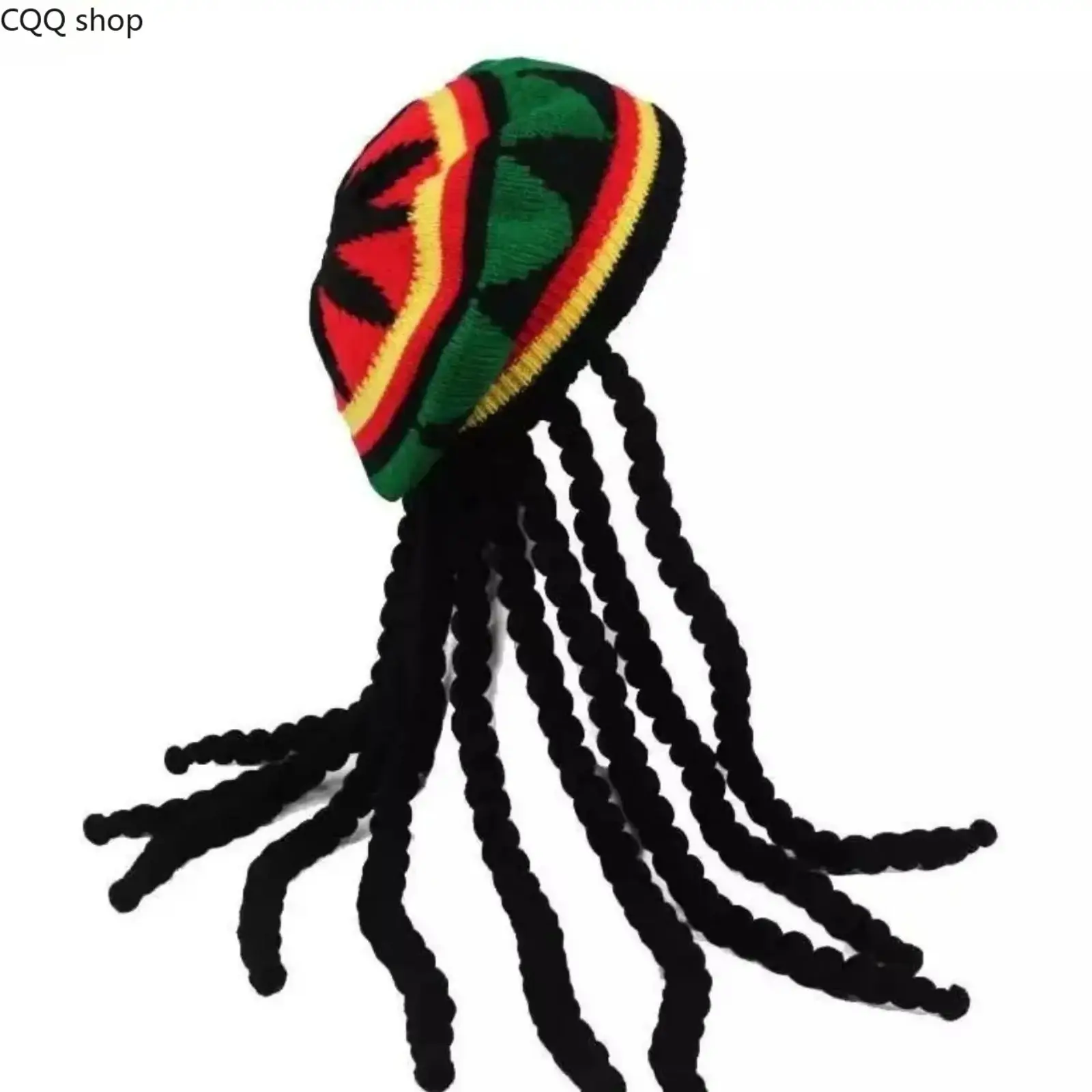 Jamaican Dreadlock Hat Colorful Knitted Beret with Rainbow Braids Reggae Style Wool Wig Halloween Costume Accessory Bohemian Festival Knit Hat Unisex summerwins