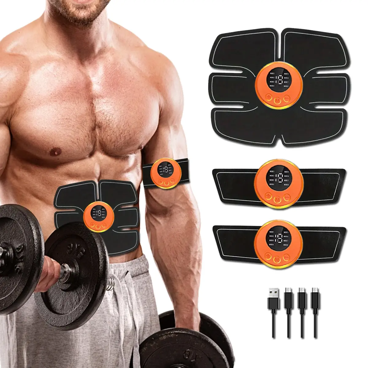Abs Stimulator, Abdominal Muscle Exerciser, Ab Toning Belt, Waist and Hip/arm/leg Combo Trainer, Fitness Equipment for Men and Women, Rechargeable Wellness Belt