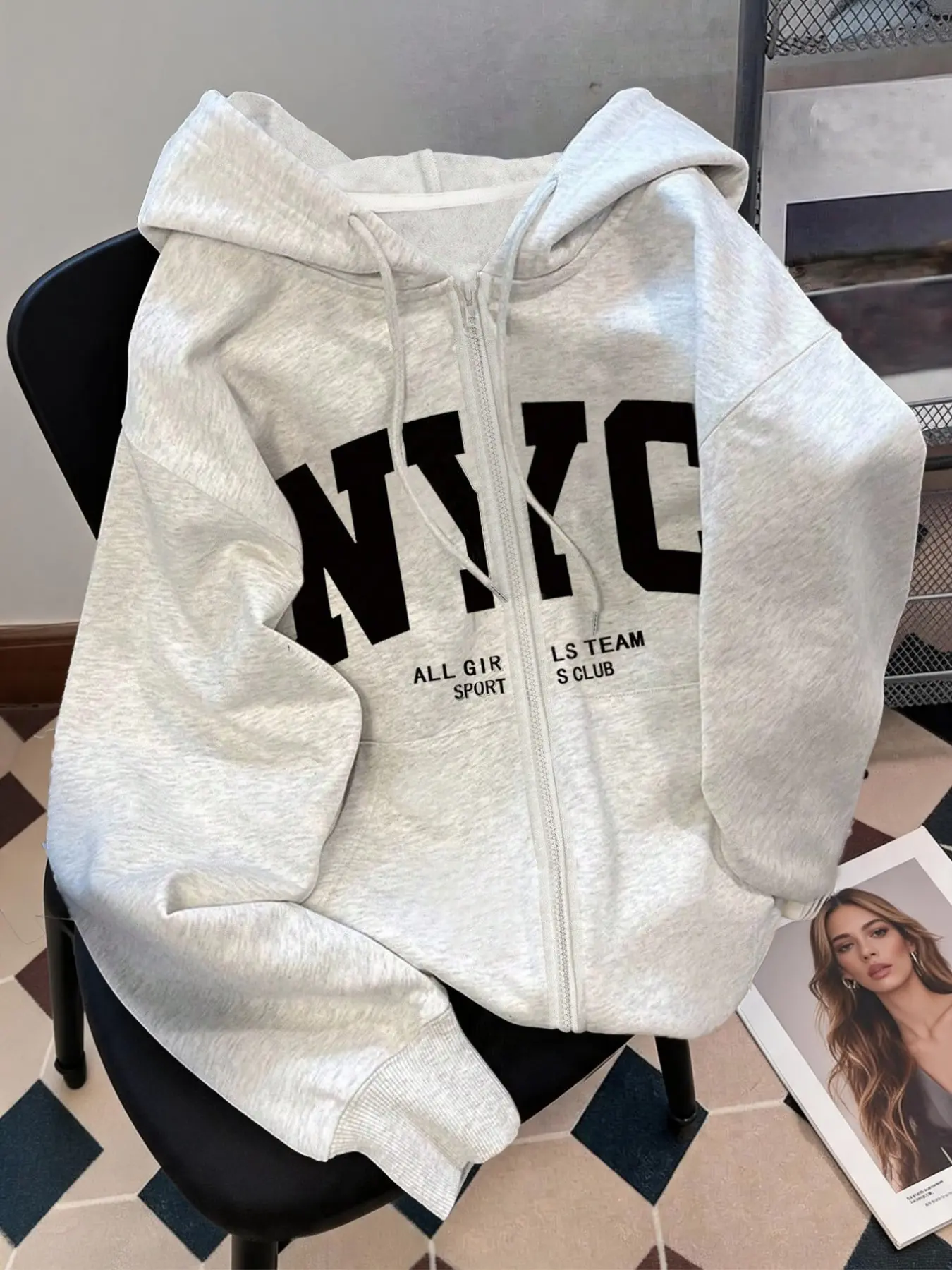 Women's Fashion Versatile Letter Print Casual Sweatshirt, Hoodie, Stylish and Comfortable, Perfect for Daily Wear, Trendy and Easy to Match