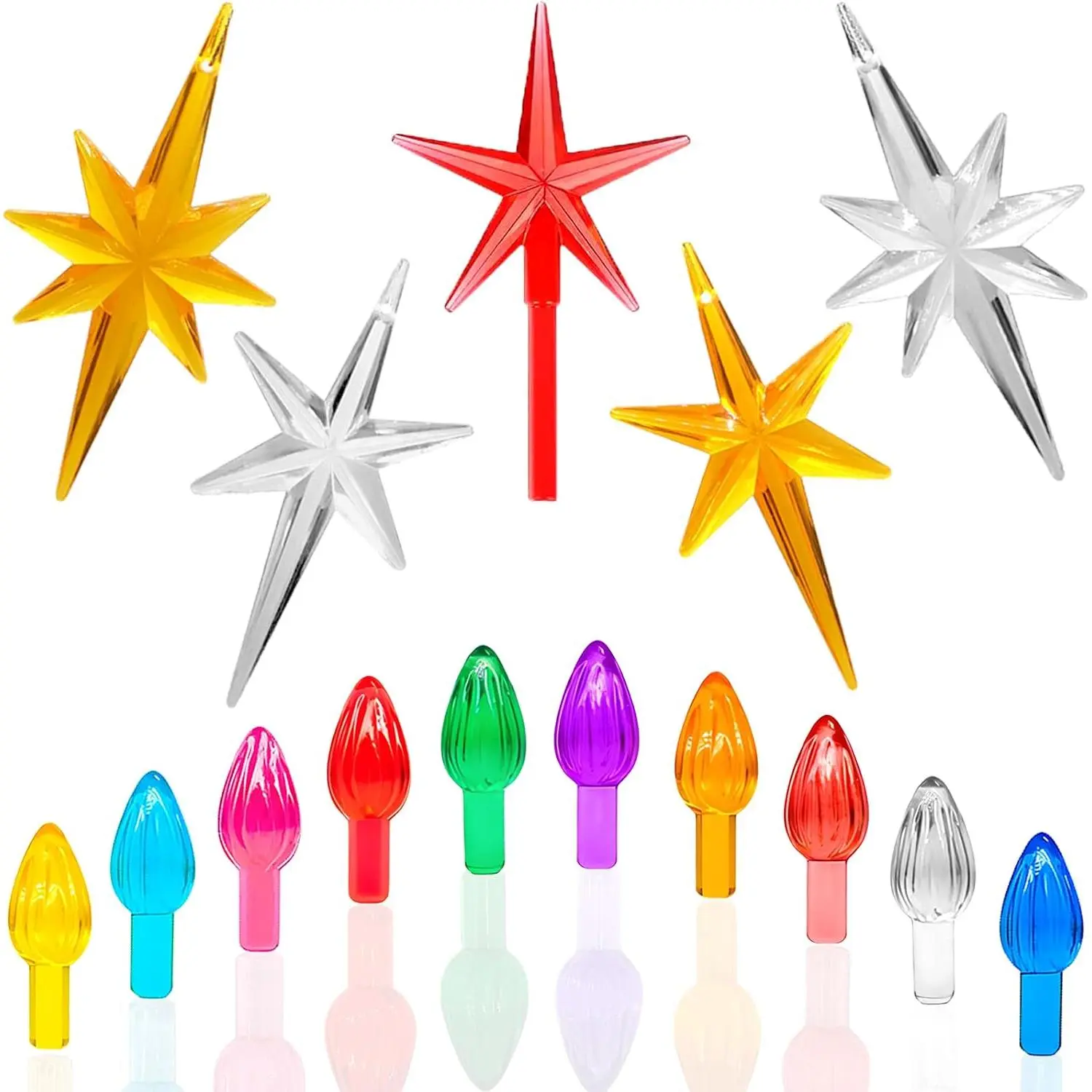 Ceramic Christmas Tree  Lights/Bulbs, Ceramic Tree Medium Multicolor Twist Light Ornaments(117 Bulbs+5 Topper )