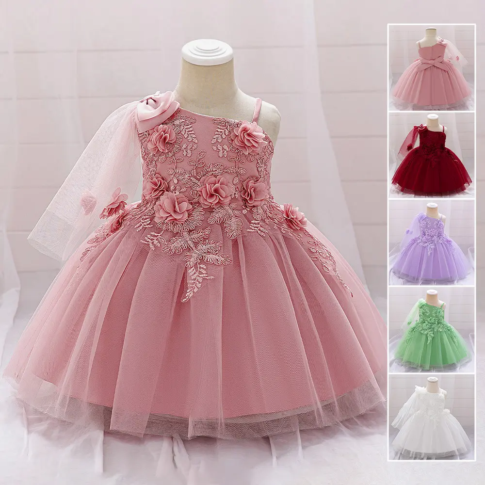 Girl's Puffy Dress for Birthday Party, Flower Girl Wedding Dress, Princess Dress, Infant White Baptism Dress