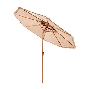 VEVOR Tiki Umbrella, 9 ft Thatched Patio Umbrella with Tilt, 2-Tier Hawaiian Style Beach Parasol with PP Thatch and 8 Metal Ribs, Grass Pool Umbrellas for Beach, Patio, Poolside, Backyard Garden