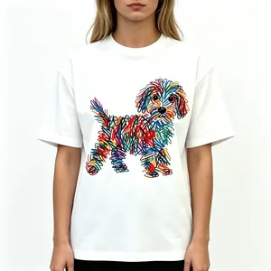 Doodle Maltipoo Dog Abstract Line Art Pet Lover Graphic Unisex Tee |   All-Season Breathable Top