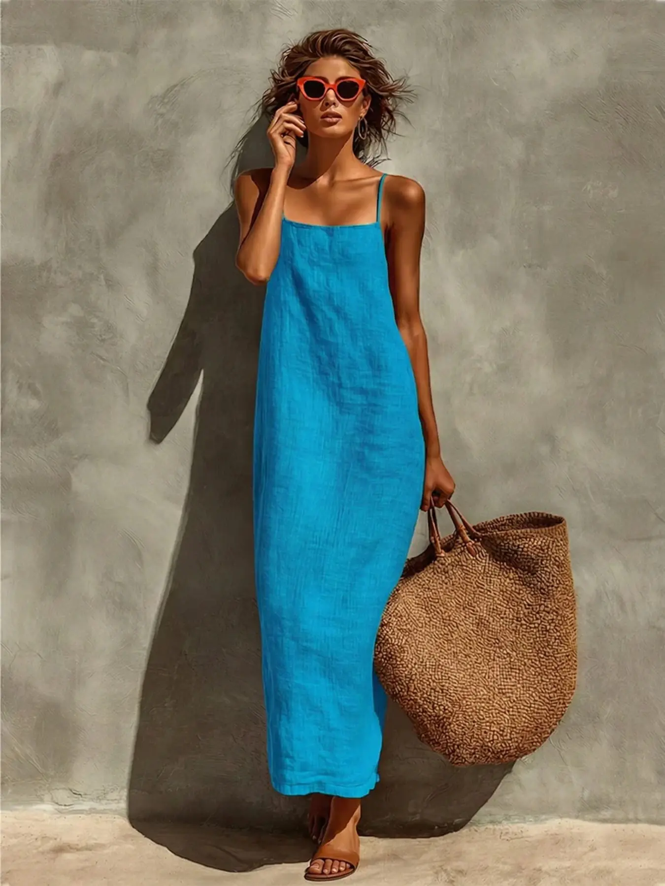 2026 European and American Cross-Border Tk Bestselling Halter Dress, Vintage Style Loose Fit Summer Vacation Dress, Bohemian Women's Dress