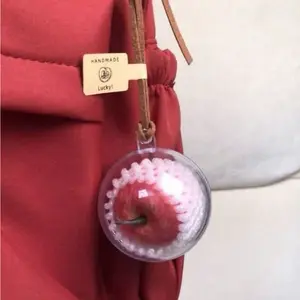 1PC Christmas Eve Apple Ornament Keychain – Cute Red Apple Bag Charm. Perfect for Tree Decor, Stocking Stuffers & Gift Exchange. Great Holiday Accessory.  Gold Plated Glitter Cherry Keychain