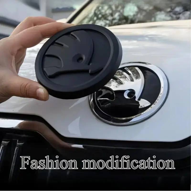 Skoda Specific Yitape Front and Rear Emblem Blackened Stickers, 2-Pack, 90/80mm, Waterproof, Durable, Damage-Free Car Aesthetics Upgrade