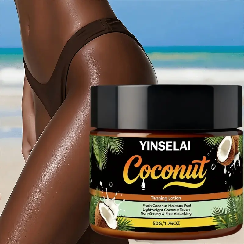 Quick Tan Coconut Lotion, Tanning Balm, Tanning Products, Refreshing Coconut Texture, Non-Greasy, Even Wheat Tone, Tattoo Fade-Resistant, Outdoor Sun Care, Beach Essential