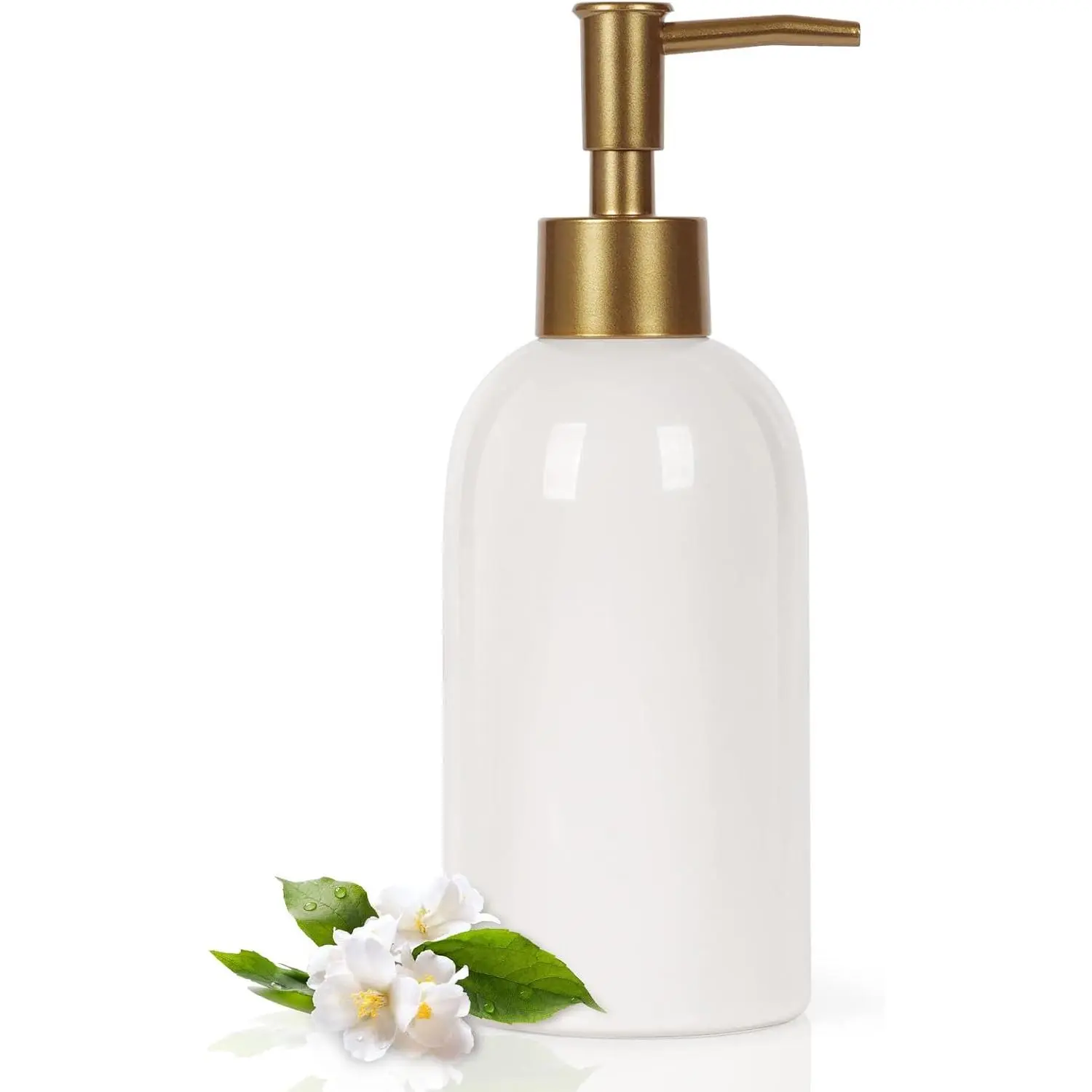 14OZ Ceramic Soap Dispenser Bathroom/Kitchen Can Fill Liquid-White | Ceramic Soap Pump Dispenser Bottle for Bathroom/Kitchen, Refillable Hand Soap, Dish Soap, Shampoo, Lotion etc.