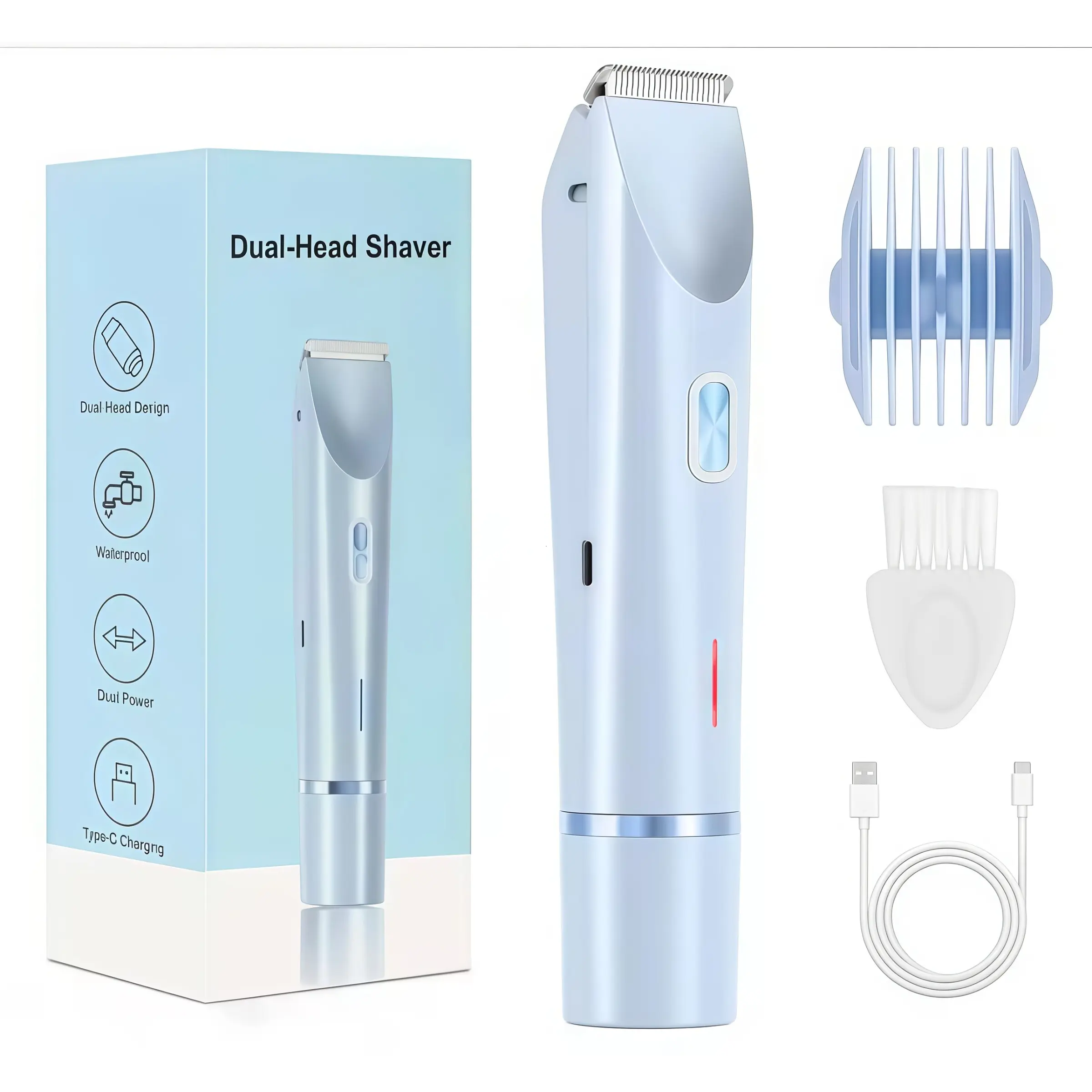 2-In-1 Women's Hair Trimmer, Multi-Purpose Use, Easy Cleaning, Rechargeable Hair Clipper