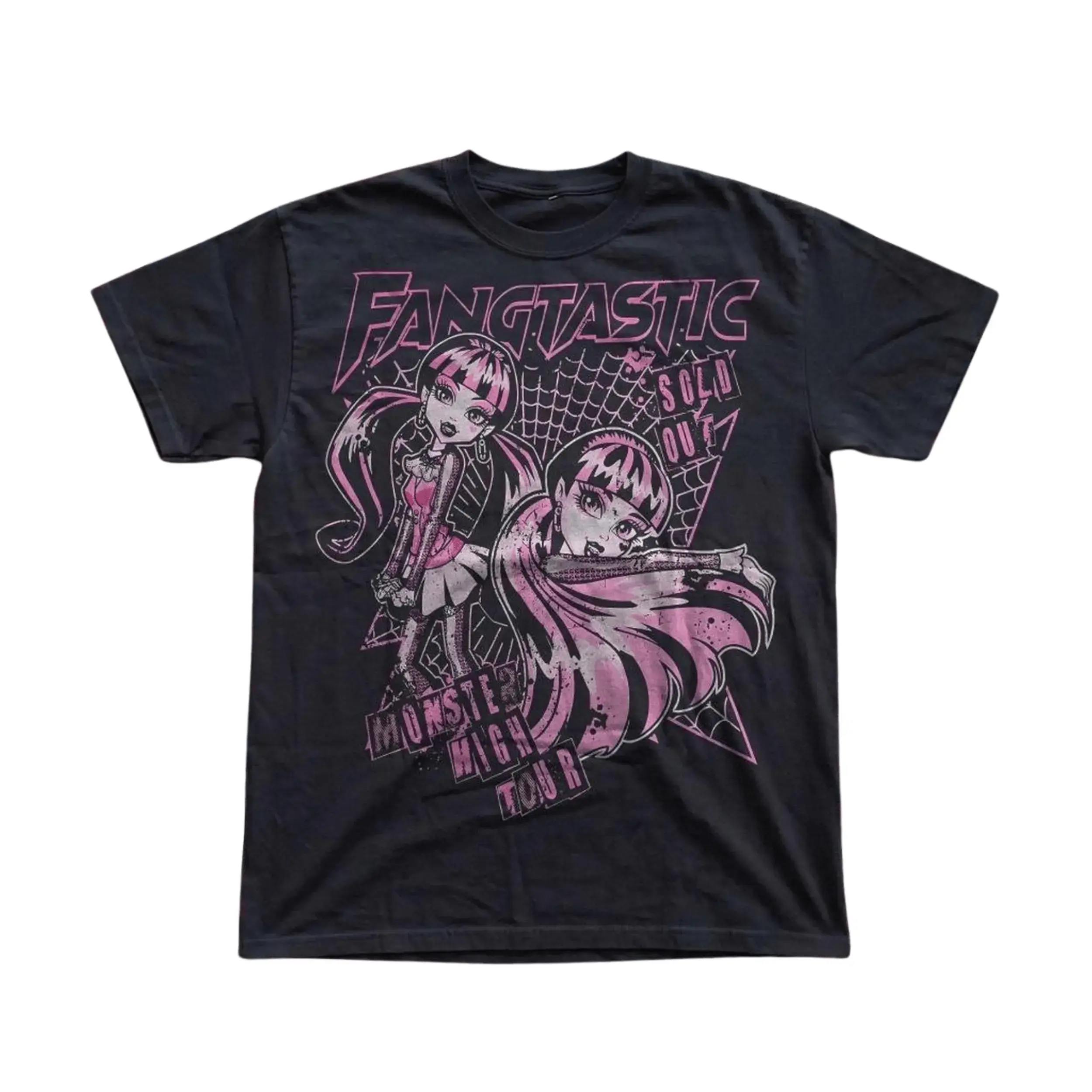 Men's and Women's T-Shirt, Vintage Monster High Fangtastic Graphic Tee, Retro Aesthetic Shirt, Unisex Gift Manga Anime Shirt, Gothic Grunge Y2K Emo Scene Amity Affliction Style Clothes Menswear Womenswear Streetwear