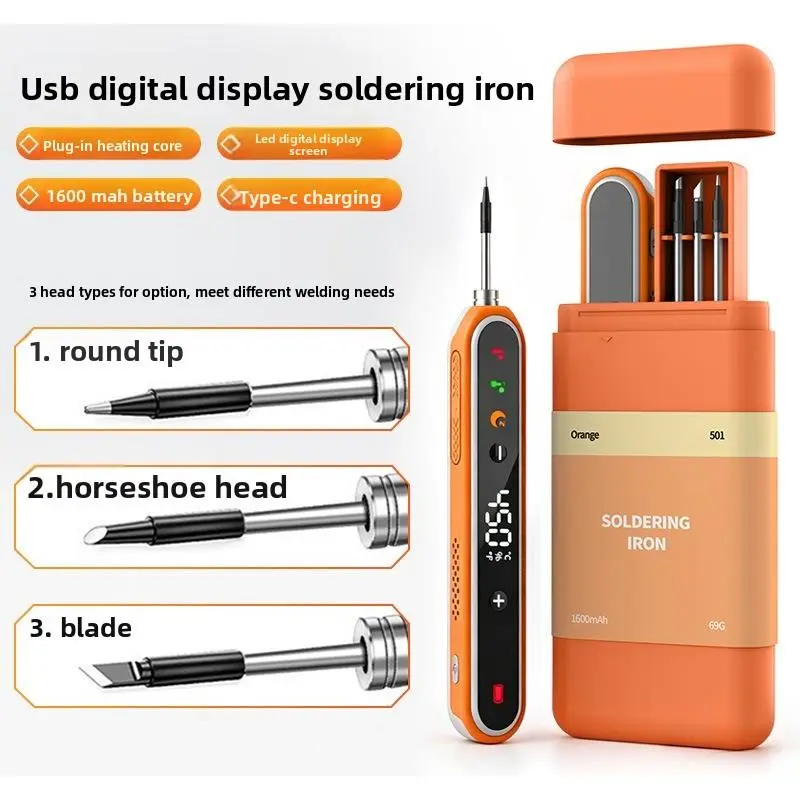 2026 New USB-C Cordless Soldering Iron Kit - Built-in Lithium-Battery Portable Wireless Soldering Pen with Digital Display, USB Recharge, Handheld Grip, Welding Tool for Home DIY, Circuit Repair, Lithium-Batt.