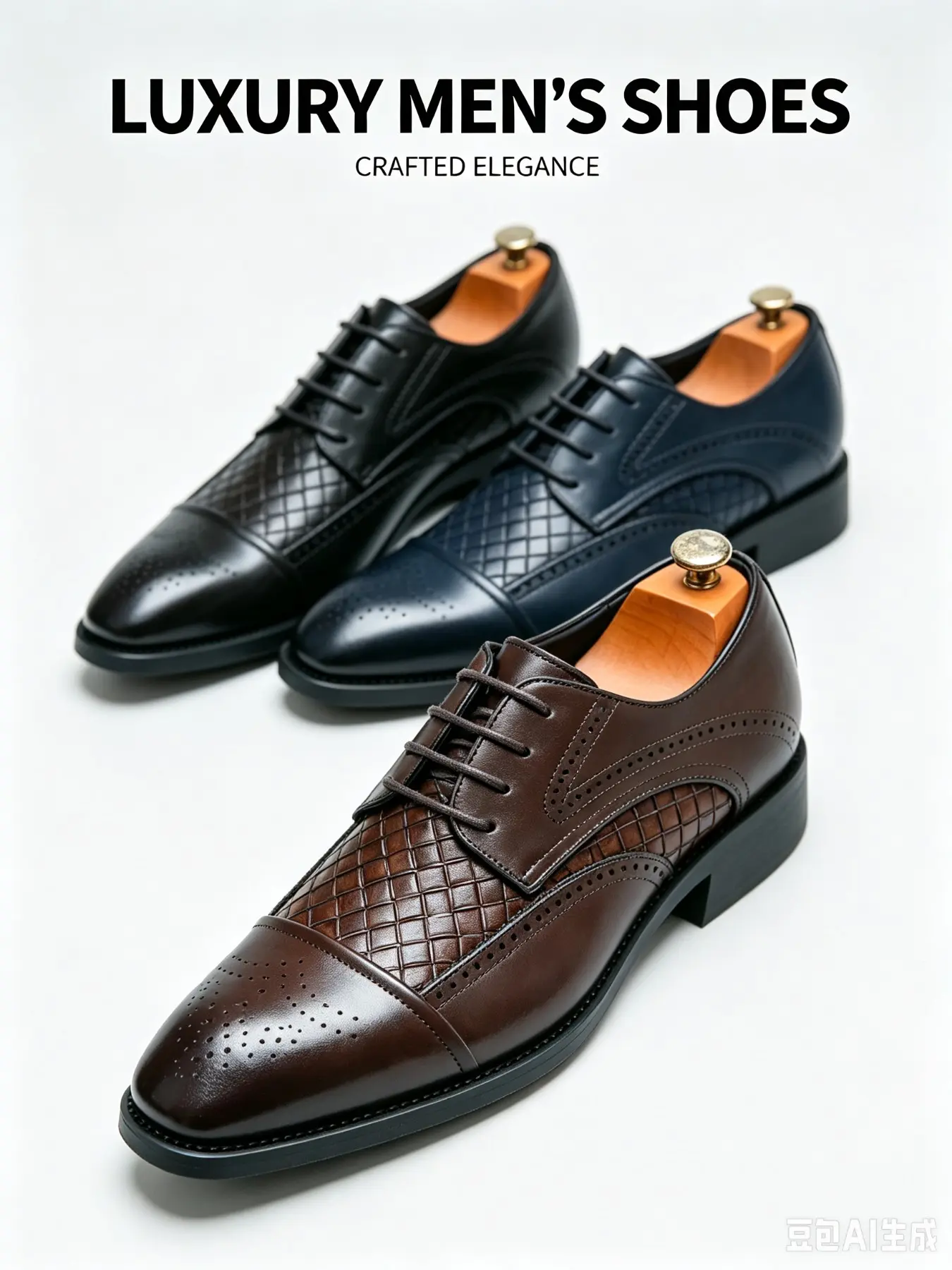 Men's Patchwork Brogue Shoes, Casual PU Leather Footwear Low Top Oxfords, All-Season Business Formal Party Wedding Office Shoes, Three Colors Available