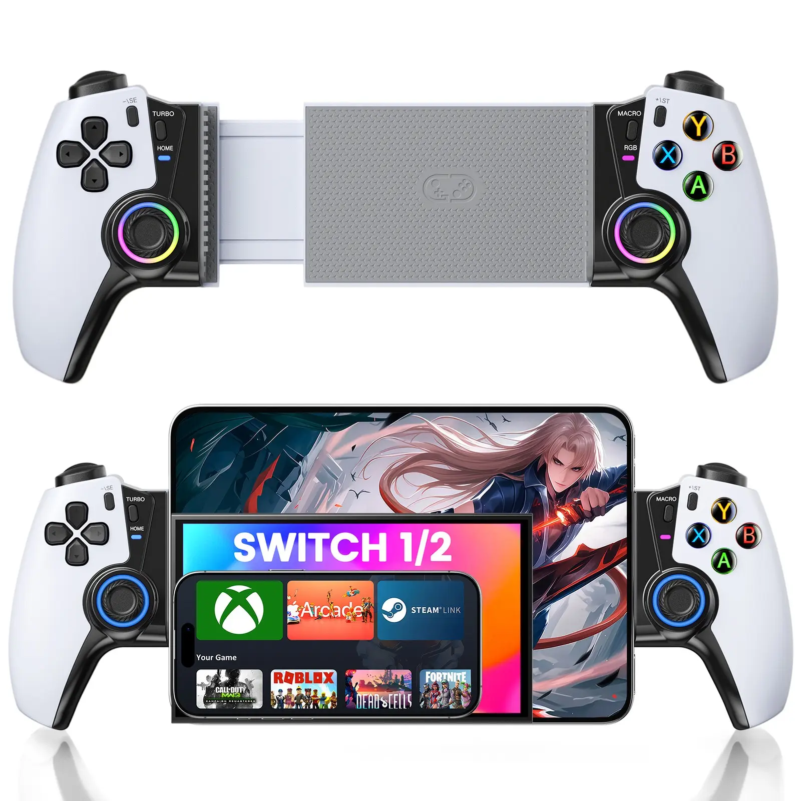 Mobile Gaming Controller for switch 1/ switch 2 / switch OLED / iPhone/Android/Tables, Gaming Controller for Xbox Cloud /Call of Duty/ Roblox/Steam Link/GeForce Now