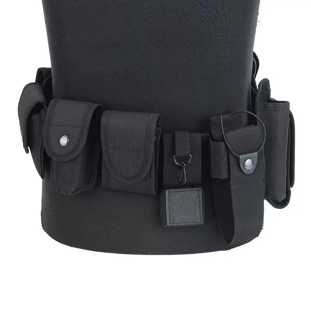 Modular Tactical Duty Belt with Detachable Pouches Including Handgun Holster Ammo Pouches Tool Holster Water Bottle Holder, Adjustable Oxford Utility Waist Belt for Security Patrol Construction Work Outdoor Hunting Daily EDC Carry