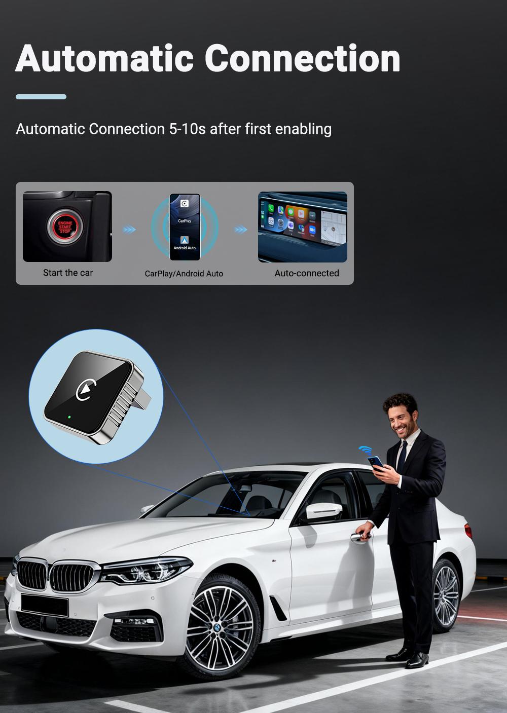 New Super Mini Carplay AI Box Wired to Wireless CarPlay&Android Auto 2in1 Box 5GHz WiFi5 for 99% Original Wired CarPlay/Auto Car