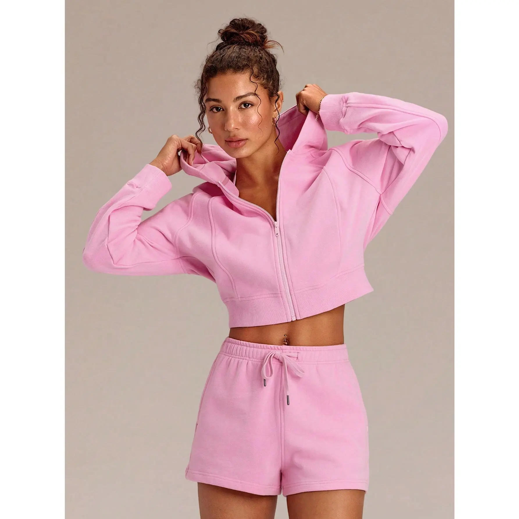 GLOWMODE Everyday Terry GlowZip Soft Breathable Sweat-Wicking Loose Fit Cropped Full-Zip Sweatshirt Daily Casual Wear