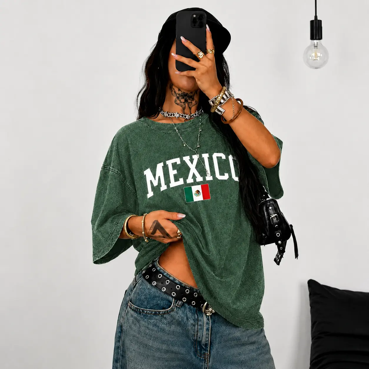 Men's Vintage T-Shirt with Mexico Text Colorblock Graphic, Soft Cotton Blend Athletic Short-Sleeve Streetwear Top, Vintage Shirts, Mexico Text Men's Short-Sleeve T-Shirts