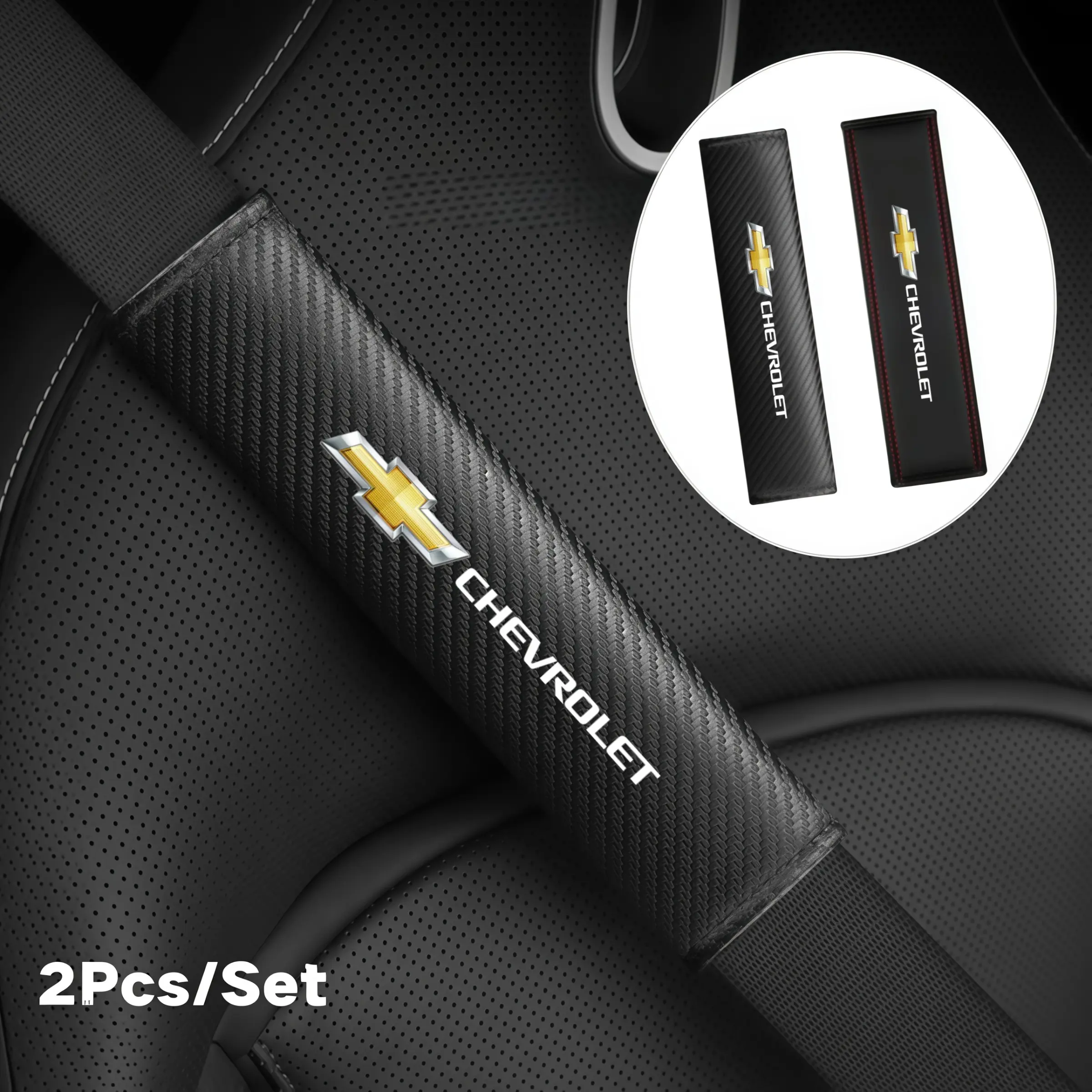 2pcs Leather Car Seat Belt Protector Pads, Durable & Stylish, Universal Fit, Car Interior Accessory, Compatible with Chevrolet