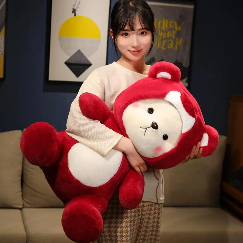 65cm & 28cm Large Size Body Cute Rose Red Unisex Cartoon Bear Plush Toy, Soft Stuffed Animal Doll, Home Decor Statue for Love Gifts