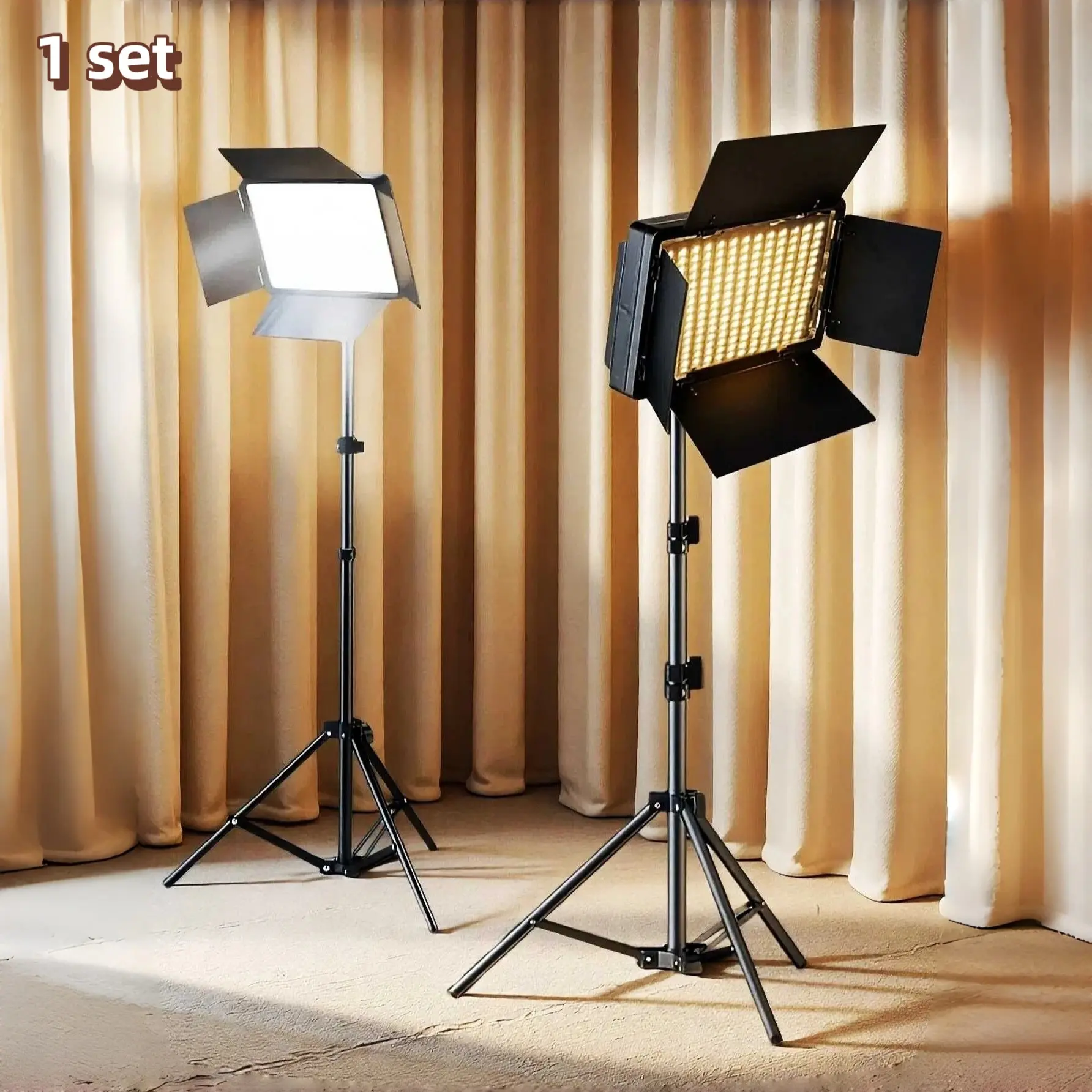 10 Inch LED Square Light with Shade, 43 Inch Flexible Tripod Stand, 10 Brightness Levels, 3 Color Temperature Modes, Live Streaming Light