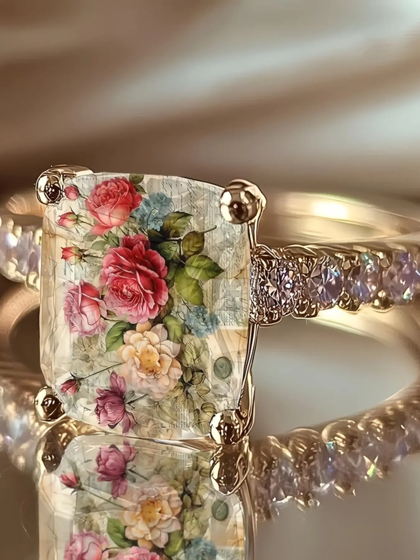 Vintage Rose Flower Ring, Elegant & High-end Preserved Flower Index Finger Ring, New Style Couple Gift, Jewelry Rings