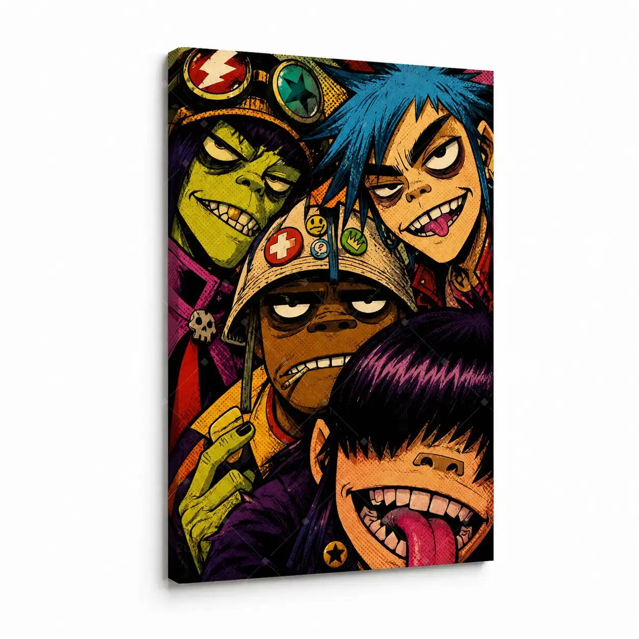 Colorful Punk Cartoon Canvas Wall Art, Street Style Character Poster Print, Retro Comic Aesthetic Decor for Living Room Bedroom Dorm Game Room Music Room, Unframed or Framed Canvas Wrap