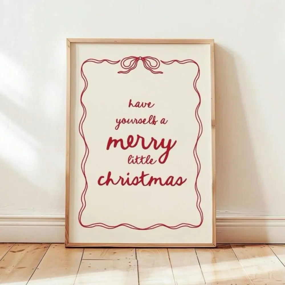 Vintage Christmas Canvas Print Wall Art, Frameless Holiday Home Decor, Bedroom Living Room Dorm Decoration, 1pc No Model Ca Prop 65 Re