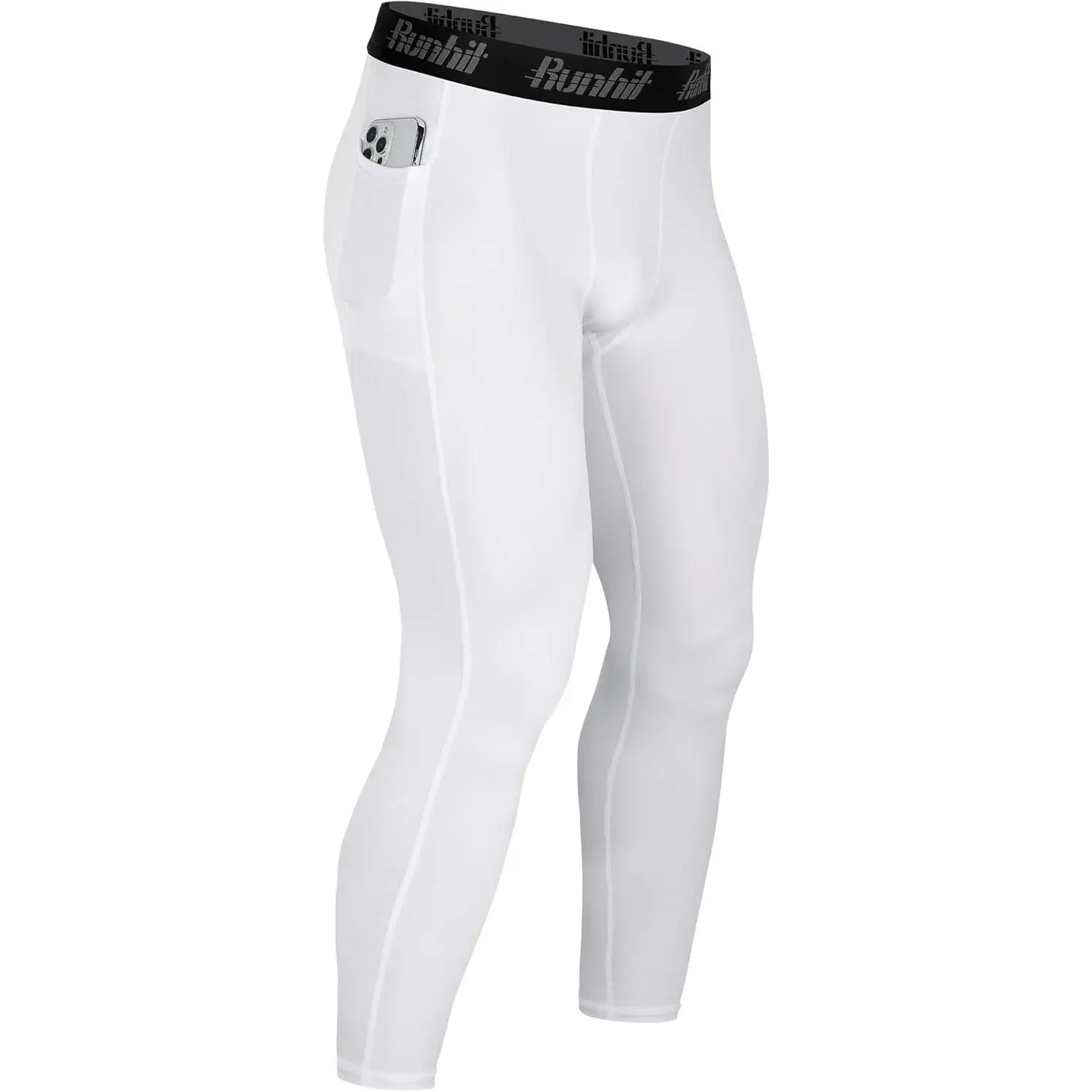 Mens Compression Pants Running Tights Pockets Sports Leggings Spandex Workout Cycling Athletic Thermal
