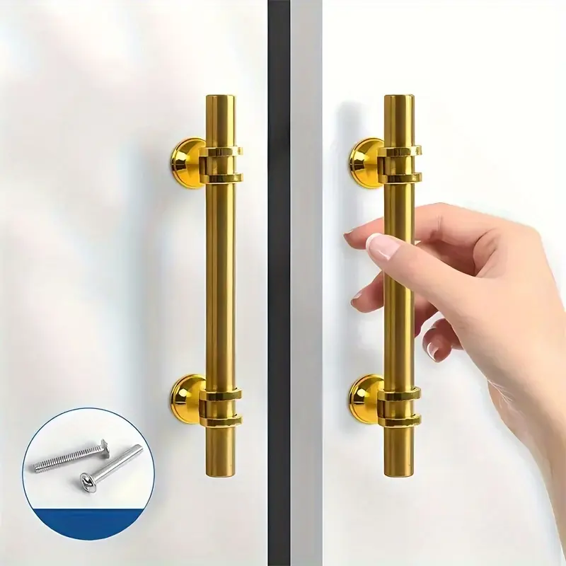 20 Polished Gold Stainless Steel Cabinet Handles - Modern Minimalist, Corrosion-Resistant Drawer Pulls with Installation Screws, Fit for Cabinets, Wardrobes, Dressers