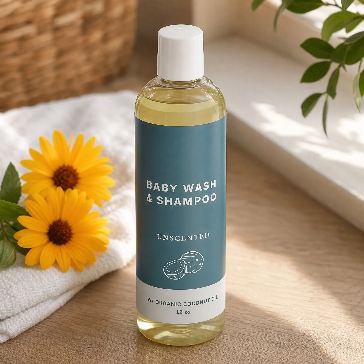 Organic Baby Shampoo and Body Wash - 2-in-1 Castile Soap, Hypoallergenic, Sensitive Skin, Natural Soap for Toddler, Infant, Newborn, Kids Body Wash - 12oz Fragrance Free(Gift)