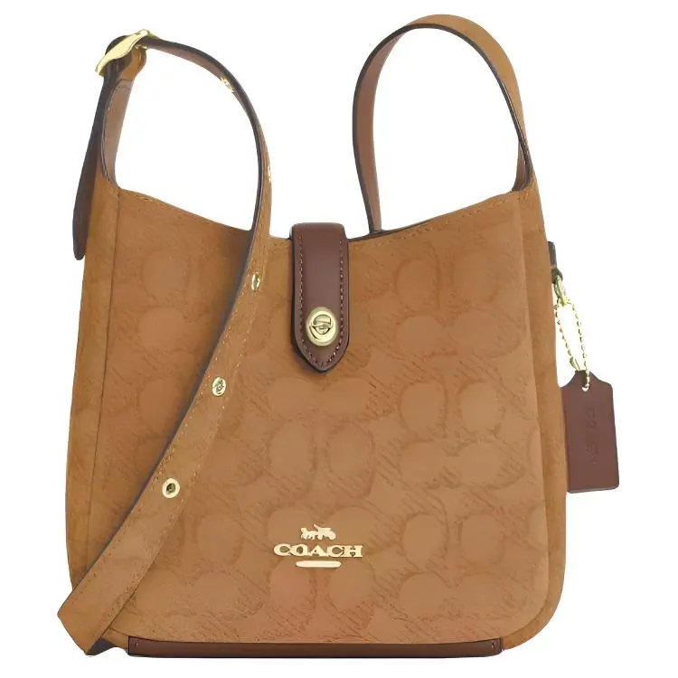Coach Hadley Mini Crossbody Bag for Women – Signature Suede and Smooth Leather with Adjustable Strap, Brown