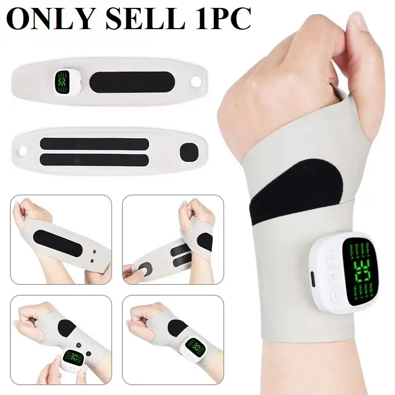 Wrist Support Brace with EMS Massage, 10 Modes, 29 Intensity Levels, Detachable Magnet, Rechargeable LCD, Adjustable Strap, Pain Relief