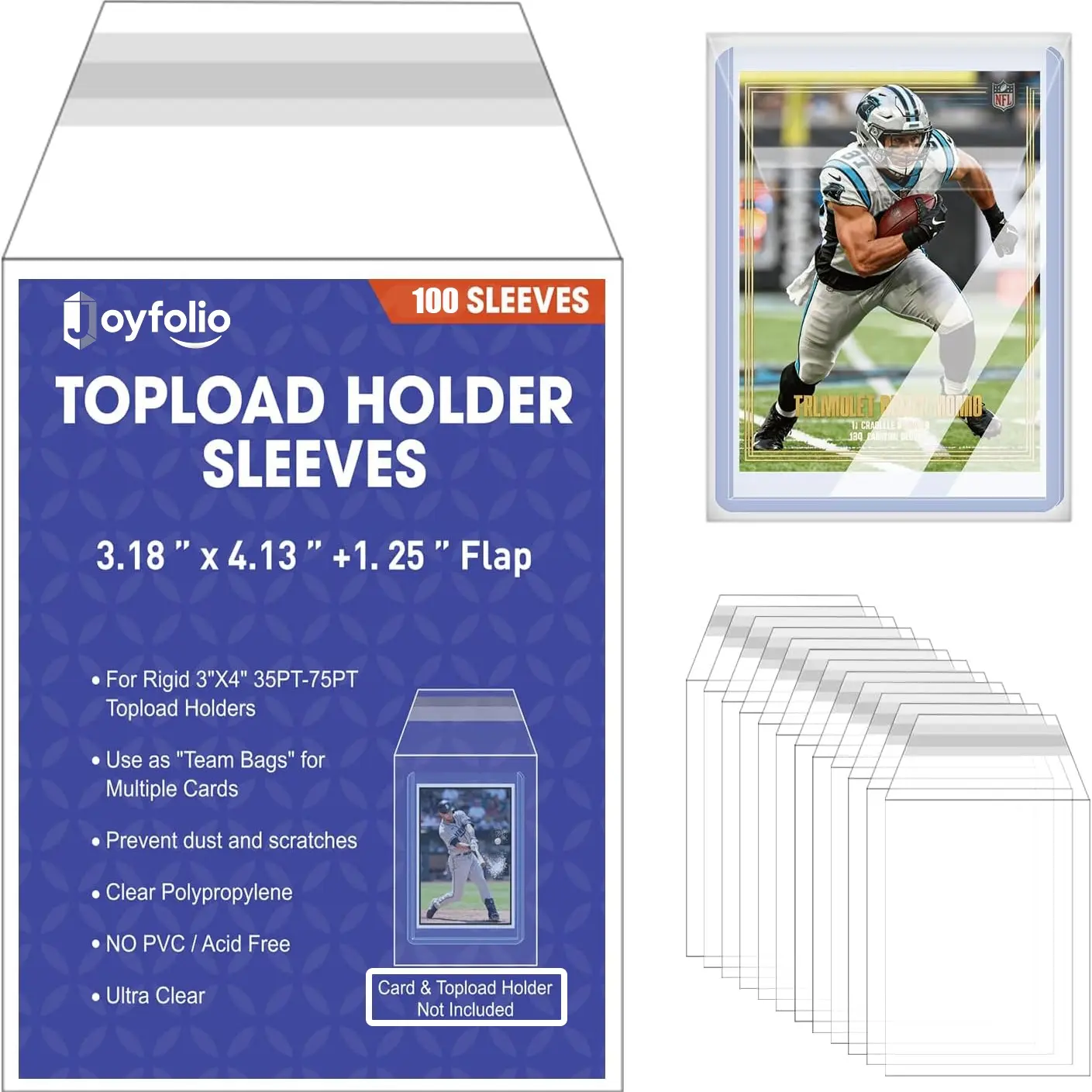 Top Loader Sleeves - Resealable Ultra Clear Penny Sleeves, Polypropylene Sleeves for 35PT Topload Card Holder, Prevent Scratches & Dust, Ultimate for Sports, Game, Trading Cards Shipping and Storage(100 Count)