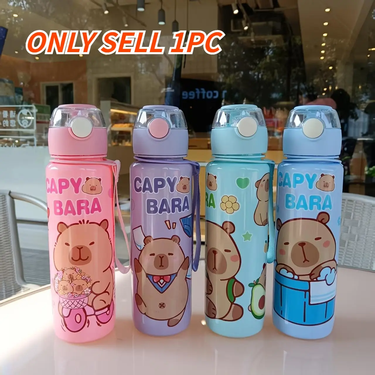 700ML Capybara Theme Cute Kids Portable Water Bottle with Handle, Daily Water Intake Bottle, Leak-Proof Design with Straw, Ideal for School and Camping, Great Graduation Birthday Gift, Leakproof Water Bottles