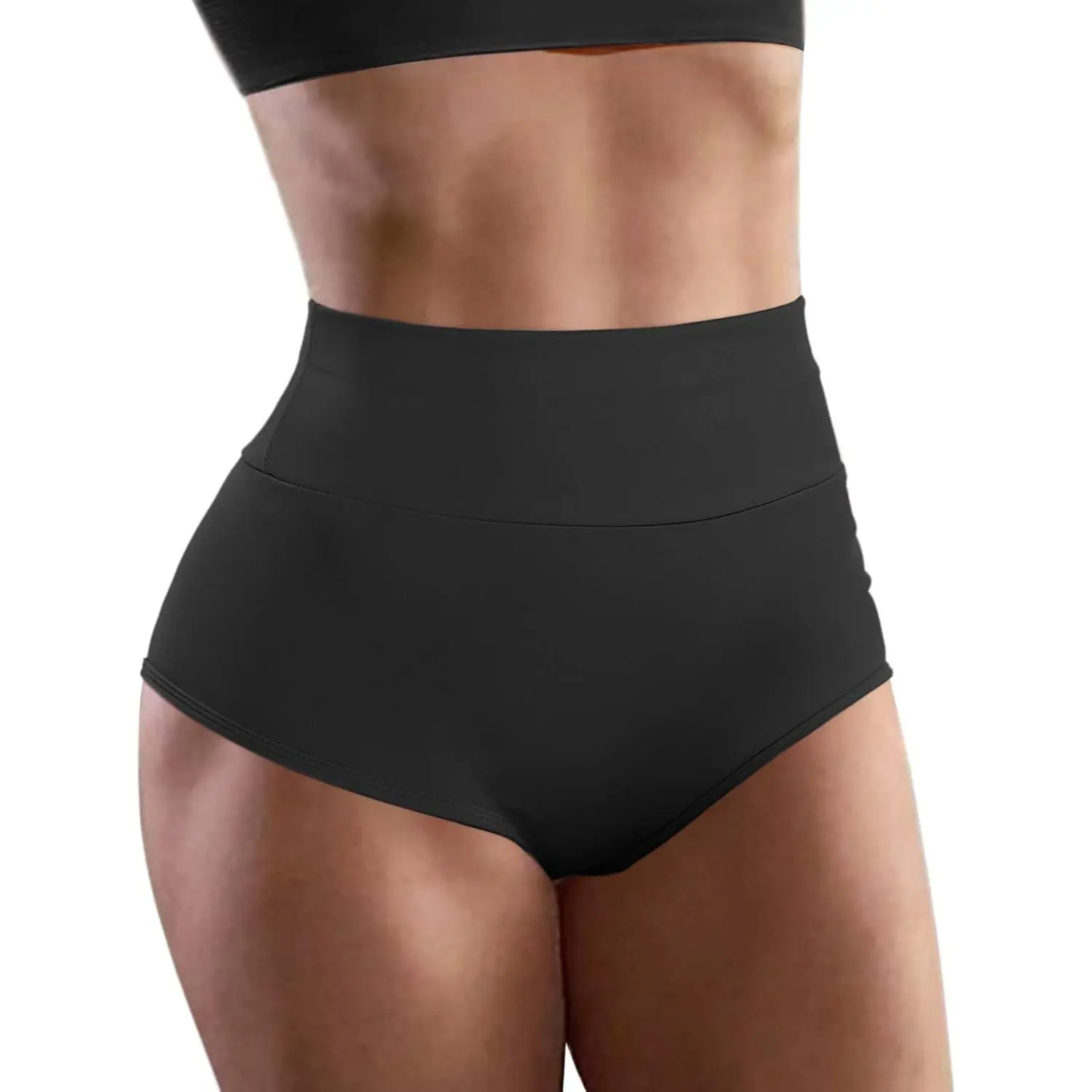 Women's High-Waist Moist-Wicking Spandex Yoga Shorts - Female Active Butt-Lifting Sexy Fashion Hot Pants for Workout, Dance, Rave Outfits, Booty, High Waist Yoga Booty Shorts, Pull On, Breathable, Elastic Waist