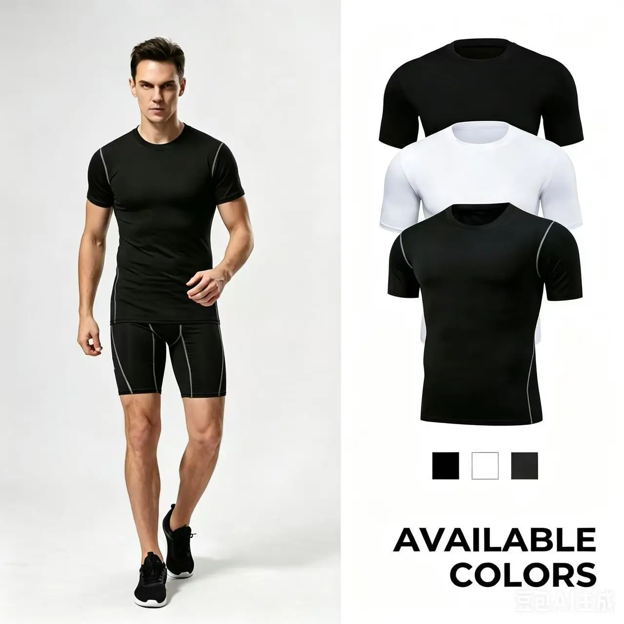 Men's 3-Pack Compression Shirts Short Sleeve Athletic Gym Tees Moisture Wicking Breathable Workout Running Muscle Fit Sports Tops for Summer