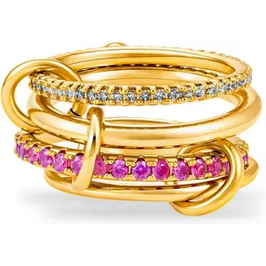 Cicy Bell Stackable Rings For Women 18k Gold Plated Two-Tone Multi-Tiered Cubic Zircon Rings Mixed Metals Stack Rings Set Non Tarnish